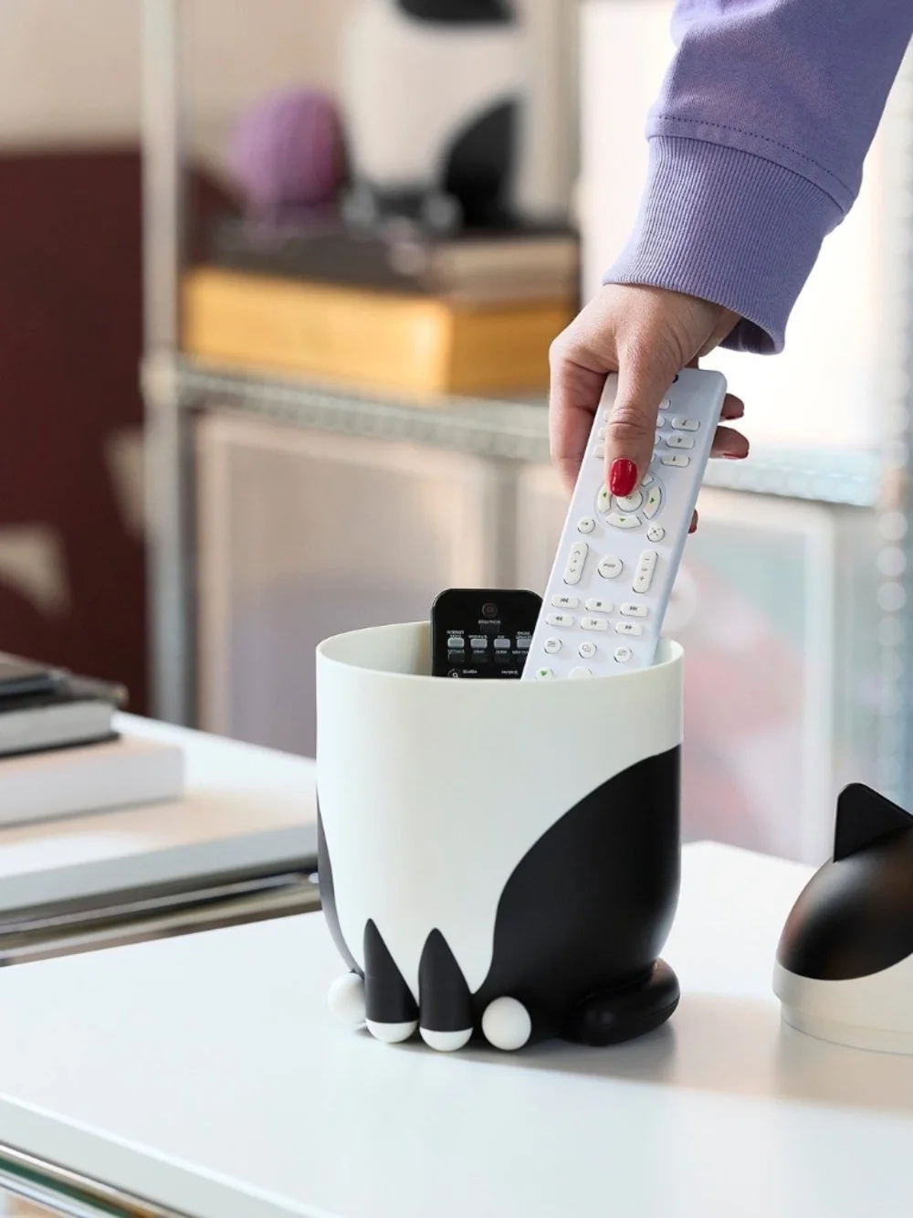 NEW IKEA GREJSIMOJS Cat Shaped Storage Box - Black / White w/Tags